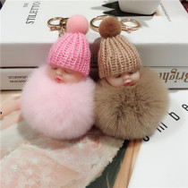 Sleeping Cute Doll Hair Pendant Cute Plush Paparazzi Key Buttoned Lady Bag Pendant Car Hanging Accessories