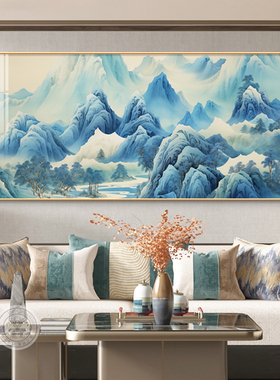 速发鸿运当大国画山水画客厅沙发背山墙挂画有景无水画靠山图头装