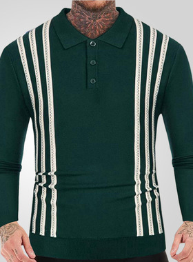 Men's casual business long sleeved polo shirt 男士绿色长袖衫