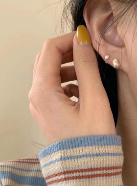 极简碎银子925纯银防过敏耳钉