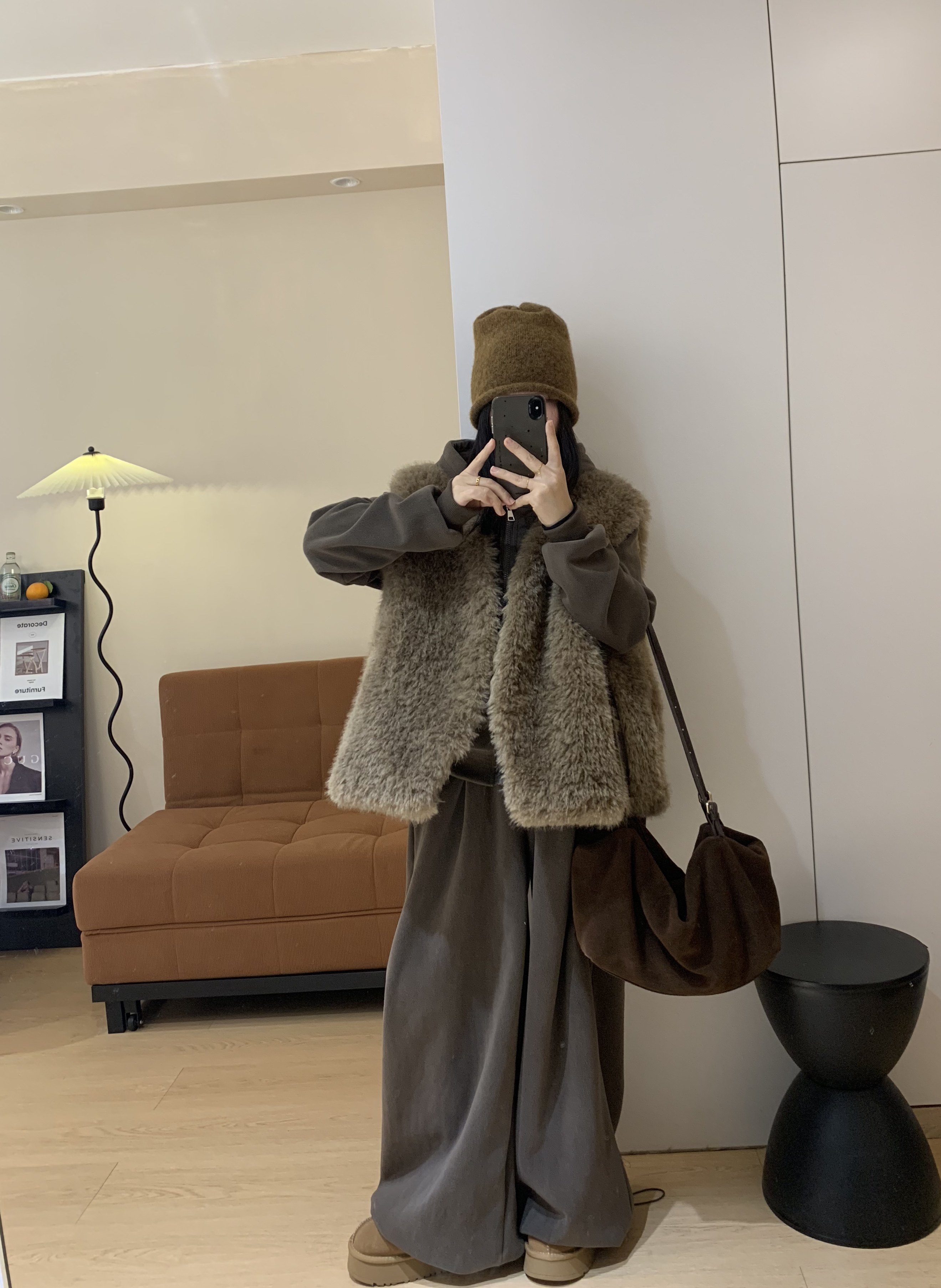 松弛感加厚夹棉环保皮草马甲连帽卫衣阔腿裤三件套装秋冬女装,淘宝优惠券,粉丝福利购,淘宝优惠卷