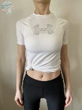 Under armour, быстросохнущая футболка для спортзала, (в наличии на складе), для бега, короткий рукав, в обтяжку