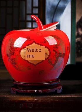 苹果装饰硬币存钱罐2023新存钱罐成人客厅陶瓷储物罐大装饰品