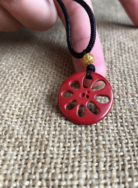 豁达客男女朱砂莲藕项链吊坠