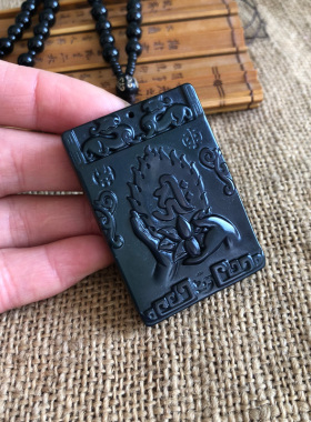 麒麟玉佩项链天然火焰佛牌护身符