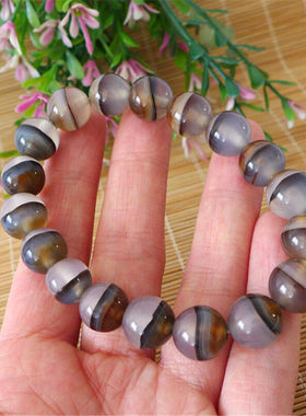 天然花纹缠丝原色玛瑙证书佛珠