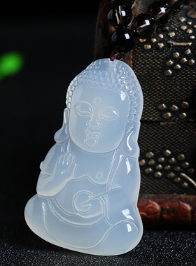 天然冰种玛瑙玉髓挂件证书宝宝佛