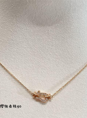 代购FRED斐登Force10迷你马蹄扣锁骨链18K金mini满钻项链情侣礼物