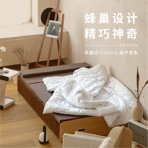 十八纸折叠床双人风琴纸床家用单人隐形床伸缩现代简约办公室午休 - 图0