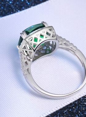 祖母绿戒指女日韩彩色宝石指环纯银镀18k金碧玺彩宝珠宝首饰配饰