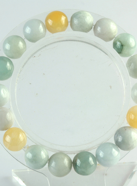 天然翡翠a货原石散珠单圈手串