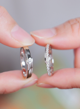 925纯银镶钻闭口情侣戒指定制