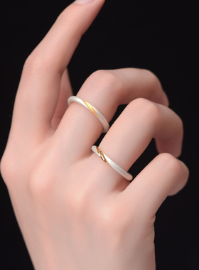 999足银错金闺蜜戒指情侣对戒