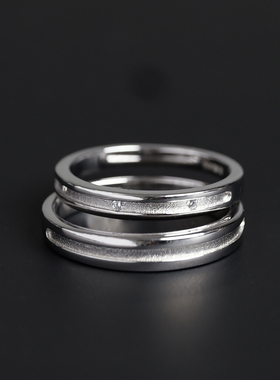 999足银闭口情侣对戒定制轻奢