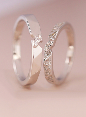 情侣纯银戒指闭口原创定制