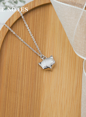 狐狸猫眼石女生INS七夕纯银项链