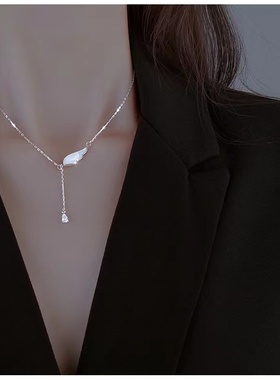 999纯银项链女足银2022新款天使翅膀锁骨链生日礼物情人节送女友