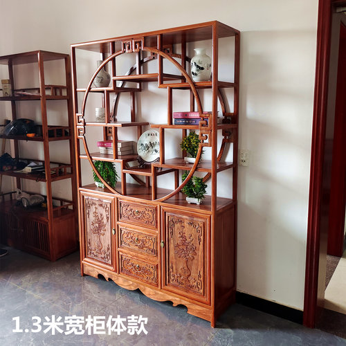 博古架实木中式多宝阁置物架茶具架展示柜茶叶隔断茶架玄关古董架 - 图1