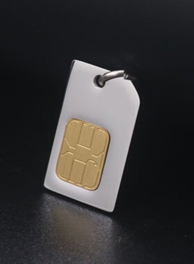 嘻哈街头网红潮人SIM电话卡芯片项链男女时尚创意钛钢吊坠毛衣链