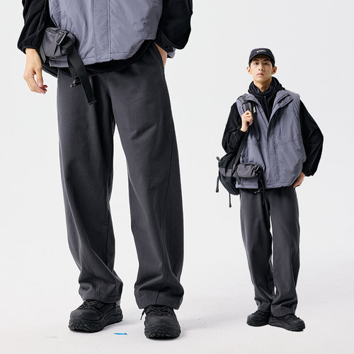 BENPANDA 2025秋季高克重弯刀卫裤新款宽松休闲裤运动裤子男款 - 图0