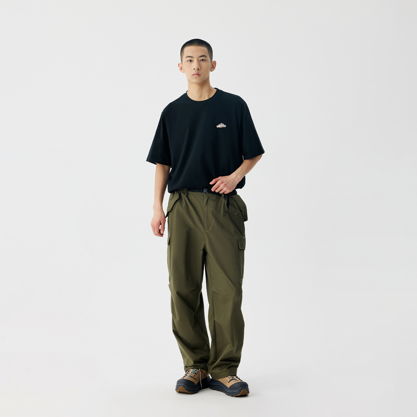 BENPANDA 2025新款短袖T恤男士夏季抗菌山系刺绣宽松日系圆领上衣 - 图3