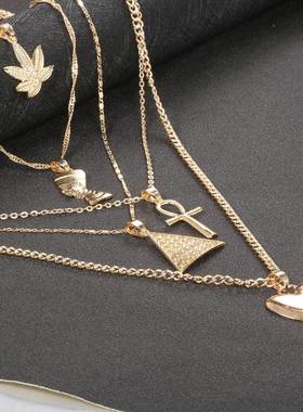 hot exaggerated clavicle necklace multi - layer choker 项链