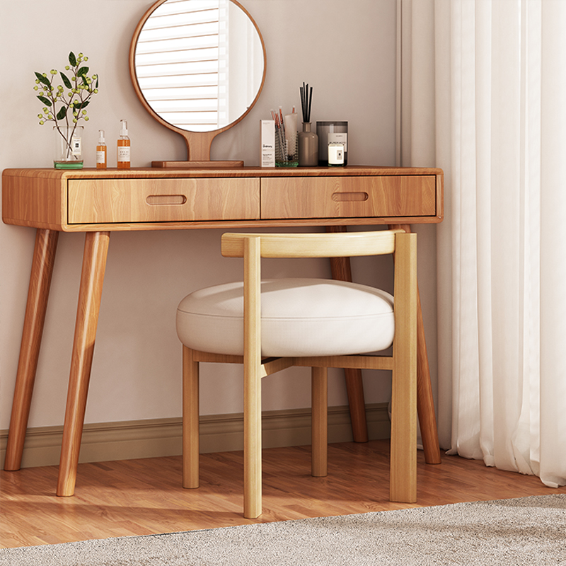 家用仿木旋转书桌椅子舒适久坐电脑椅办公化妆椅卧室靠背椅学习椅 - 图1