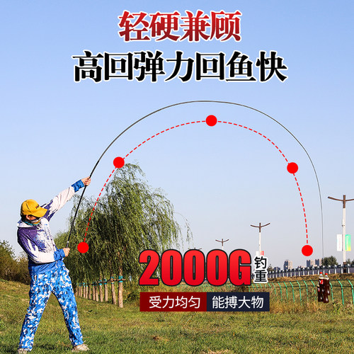 祥龙鲤鱼竿超轻超硬28调钓鱼竿鱼竿长节台钓竿手杆鱼杆套装 - 图2