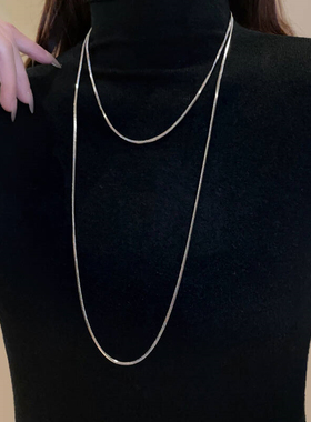 钛钢材质长款叠戴双层项链女