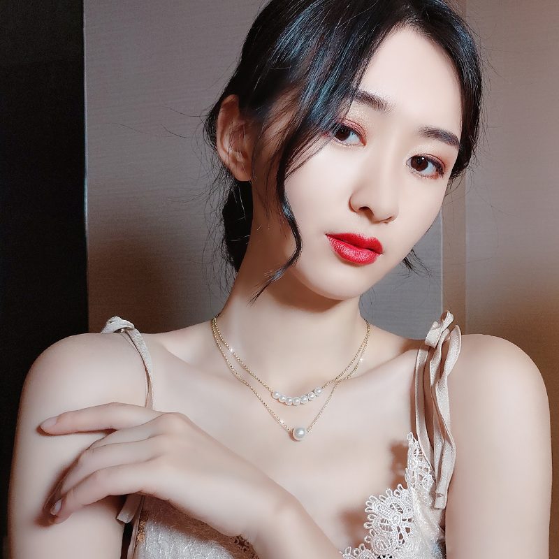 简约气质珍珠吊坠项链女锁骨链网红潮脖子饰品颈带小众设计项圈 简约气质珍珠吊坠项链女锁骨链网红潮脖子饰品颈带小众设计项圈