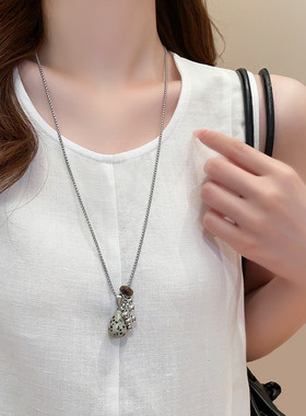日韩钛钢材质葡萄串水滴项链女