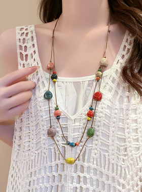 彩虹糖果~彩色爱心项链女款