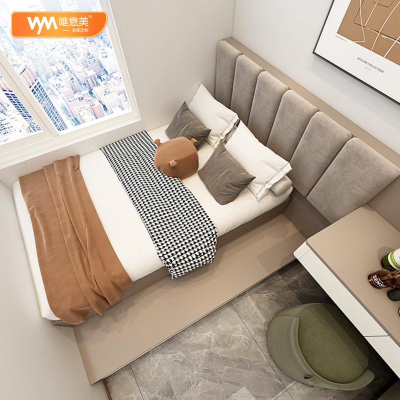 香港全屋定制床衣柜一体客厅小户型整体家俬定造榻榻米摩登風格 - 图2