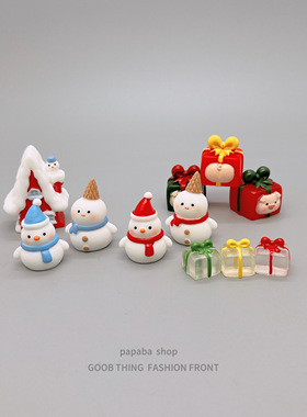 雪人摆件车载中控台办公桌装饰