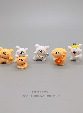 可爱线条小白狗治愈车载摆件