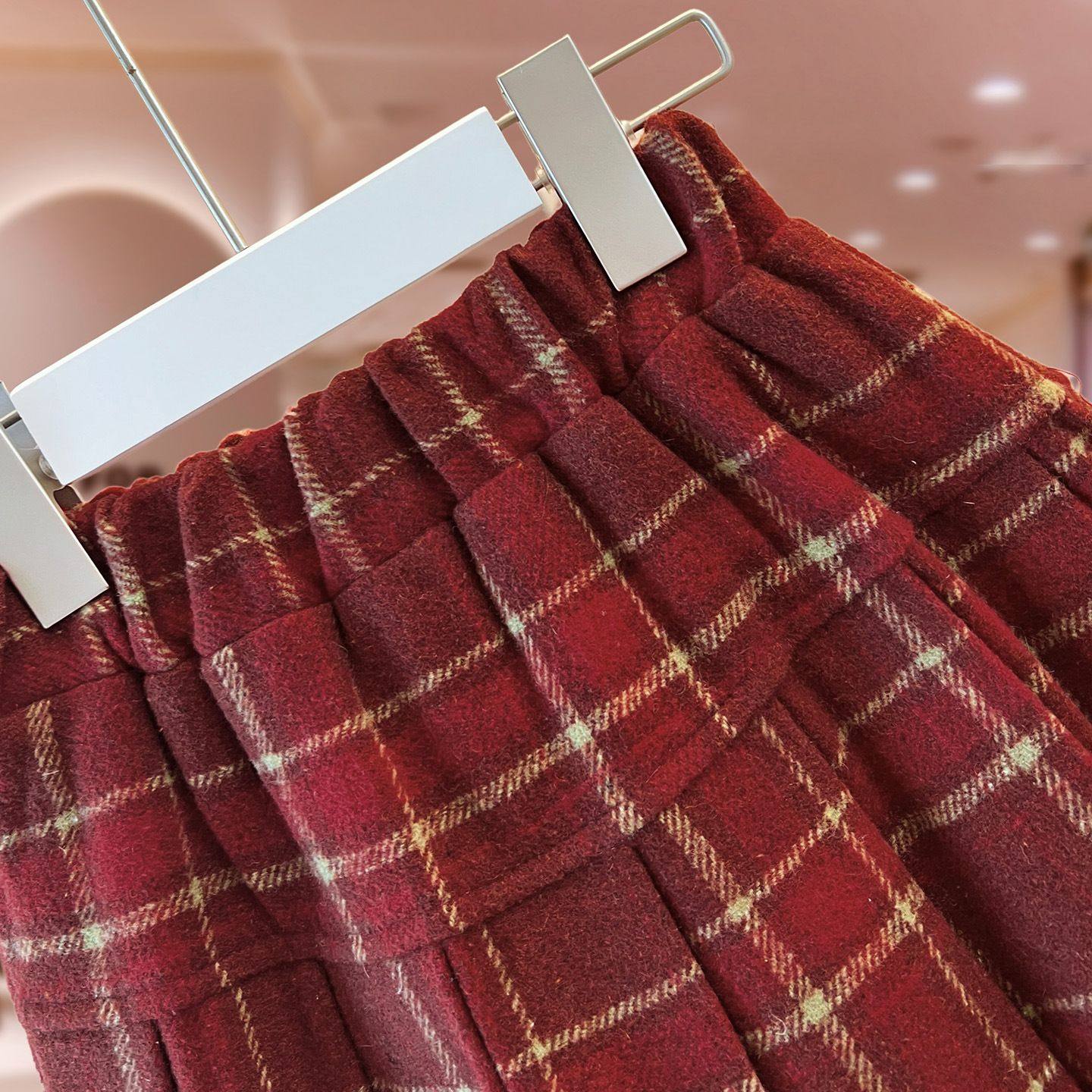 女童学院风红色格子毛呢百褶半身裙儿童秋冬装女孩洋气百搭短裙子,淘宝优惠券,粉丝福利购,淘宝优惠卷