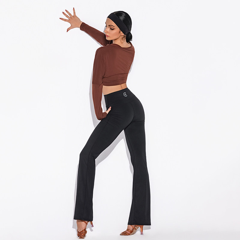 皇朝拉丁舞服高腰微喇叭裤运动紧身裤收腹提臀外穿阔腿裤ZBK6959,淘宝优惠券,粉丝福利购,淘宝优惠卷