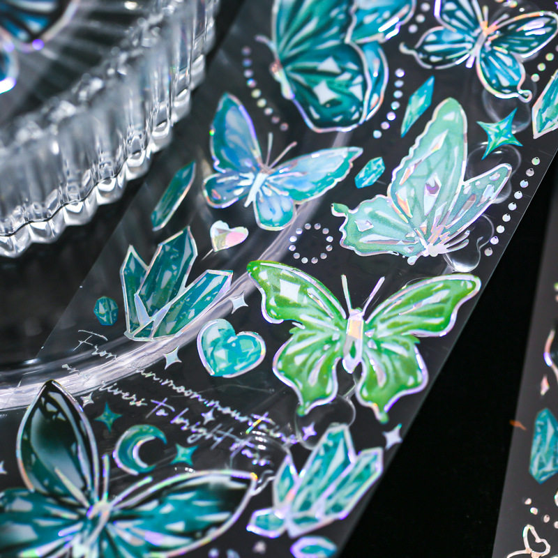 蝶迹与诗pvc立体烫金手账贴纸复古蝴蝶盐系咕卡手帐拼贴装饰贴画,淘宝优惠券,粉丝福利购,淘宝优惠卷