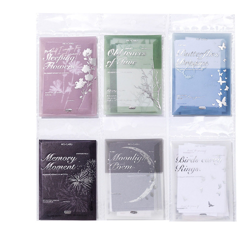 All things are as silent as a fan. Hot-rolled silver relief embossed notebook note paper, retro English notebook collage base material paper