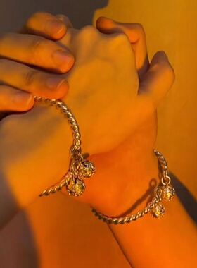 一步一响铃铛手镯女古风百搭闺蜜情侣一对同款百搭可调节手链