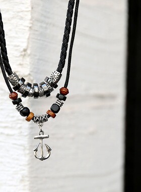 新款厂家船锚项链男士学生复古潮人吊坠锁骨链日韩版情侣饰品