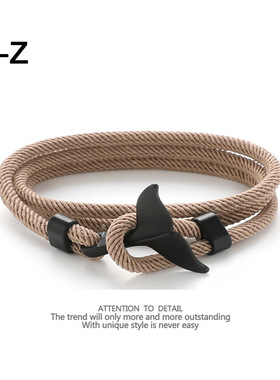 欧美鲸鱼尾多色编织手绳双活扣可调节潮时尚情侣学生闺蜜礼物