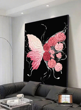新款蝴蝶客厅玄关装饰画沙发背景墙现代简约挂画高级感直播间摆件