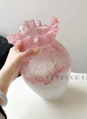 设计师琉璃花瓶粉色渐变复古法式