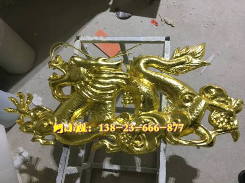 酒楼大厅堂钛金玻璃钢酒店背景墙龙凤双喜雕塑浮雕壁画大厅龙凤囍 - 图0