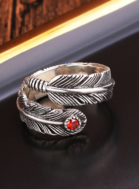 纯银复古开口戒指男女