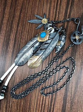 高桥吾郎风格男士项链复古925银毛衣链太角链定制链接