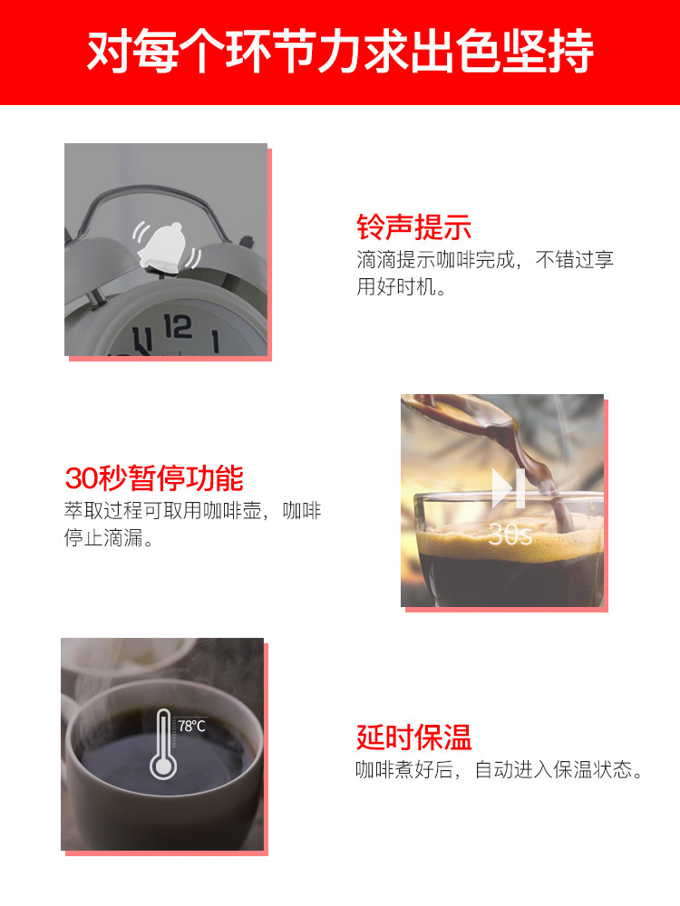摩飞家用全自动小型美式煮咖啡机 摩飞电器哥登咖啡机