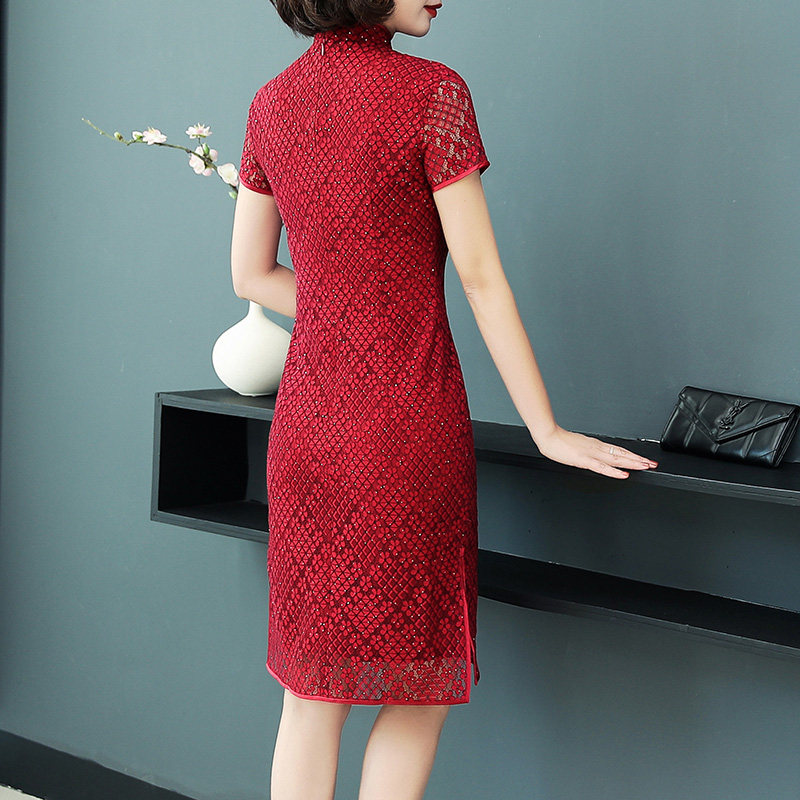 喜婆婆婚宴礼服连衣裙高贵妈妈婚礼蕾丝改良旗袍女2022年夏季新款