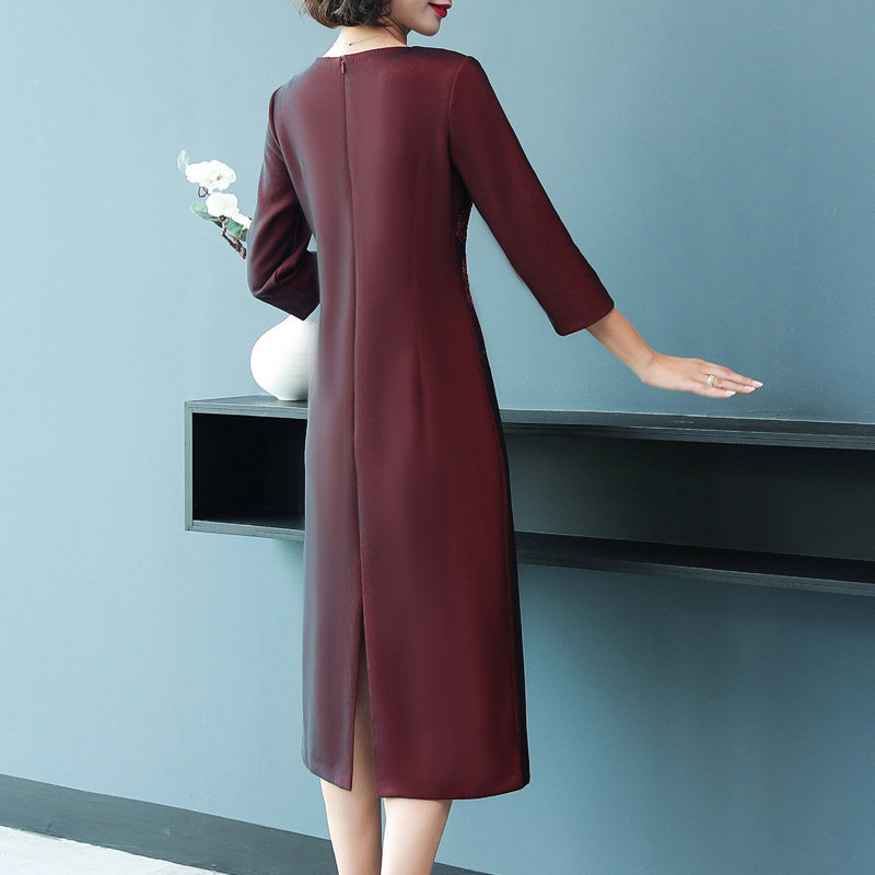 喜婆婆婚宴礼服改良旗袍女2021年秋季新款妈妈婚礼优雅气质连衣裙